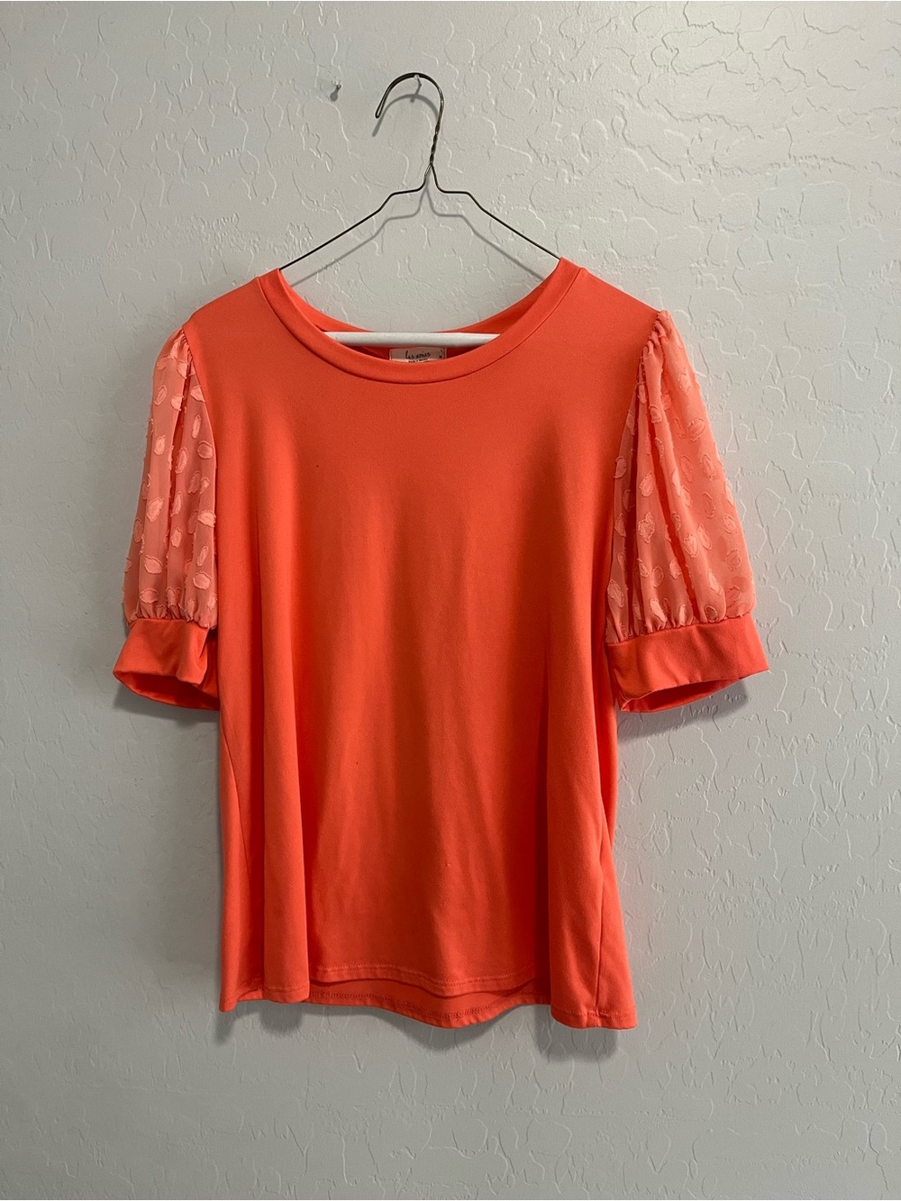 Bright Coral Puff Sleeve Top - Coral